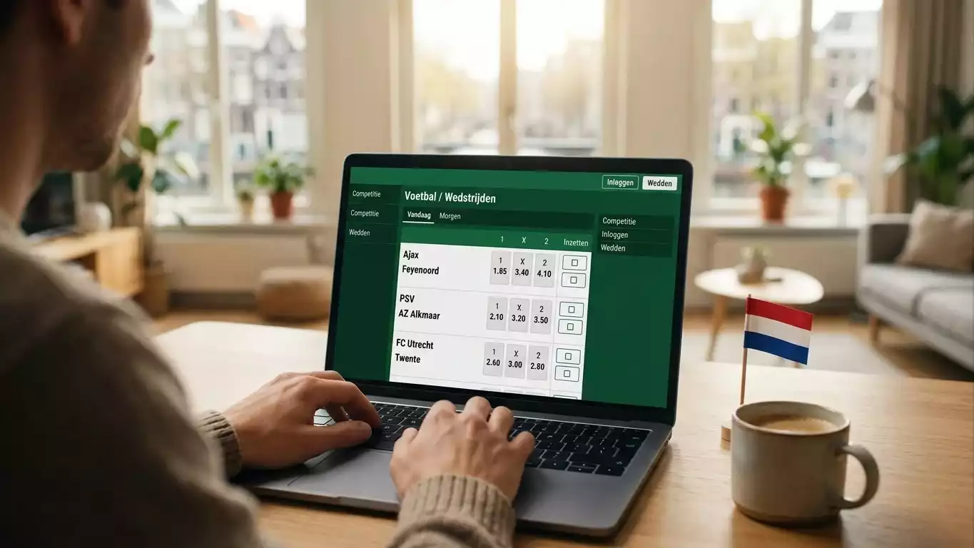 Laptopscherm met een legale Nederlandse bookmaker voor Serie A weddenschappen
